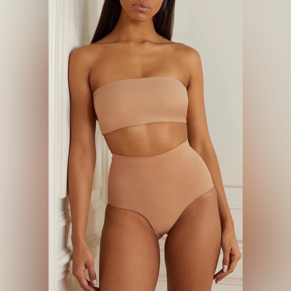 SKIMS Nude Strapless Bandeau & High-Waist Brief Set